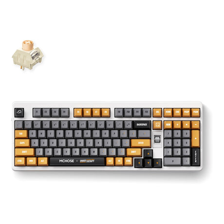 Terapia Mchose x unbox - teclado mecánico ut98 (100%, terapia retro, interruptor de crema helada, rgb, intercambio en caliente, 2,4 ghz | usb-c | bluetooth)