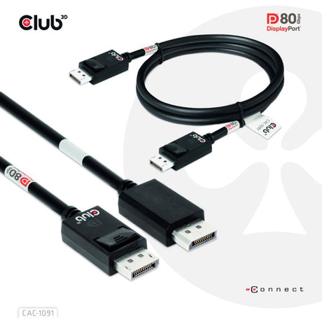 Cable Club 3D DisplayPort 2.1 Vesa DP80 Certificado Macho-Macho (Negro, 1,2 Metros, 4K 240Hz, 8K 60Hz, 80Gbps)