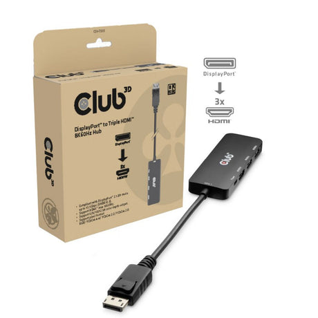 Club 3D Display Port a triple concentrador HDMI 8K60Hz (negro)