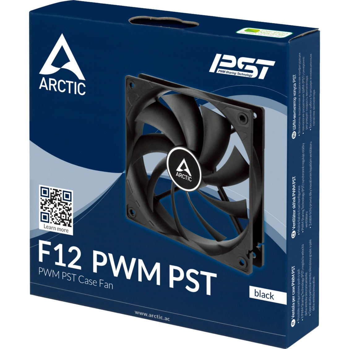 Ventilador de caja Arctic f12 pwm pst (negro, 120 x 120 x 25 mm)
