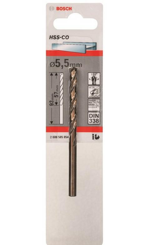 Bosch - taladros para metal hss-co, estándar 5,5 x 57 x 93 mm