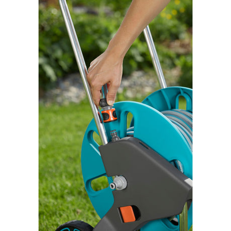 Carro para manguera Gardena aquaroll m easy set (gris turquesa, 18517-20)