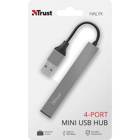 Trust halyx mini concentrador USB de aluminio de 4 puertos Concentrador USB (aluminio)