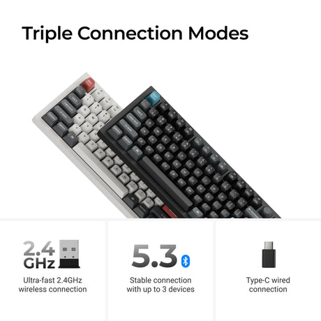 Teclado mecánico personalizado inalámbrico Keychron q3 ultra-m3 8k (negro, diseño estadounidense (qwerty), marrón seda pom, 80% (tkl), rgb, intercambio en caliente, 8k, 2,4 ghz | bluetooth 5.2 | usb-c)