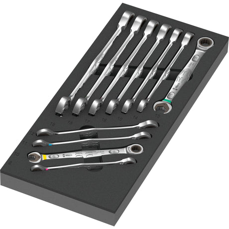 Wera llave de boca ajustable 6000 juego comodín 1 juego de herramientas (gris negro, juego de llaves de trinquete combinadas, en inserto de gomaespuma para carro de taller)