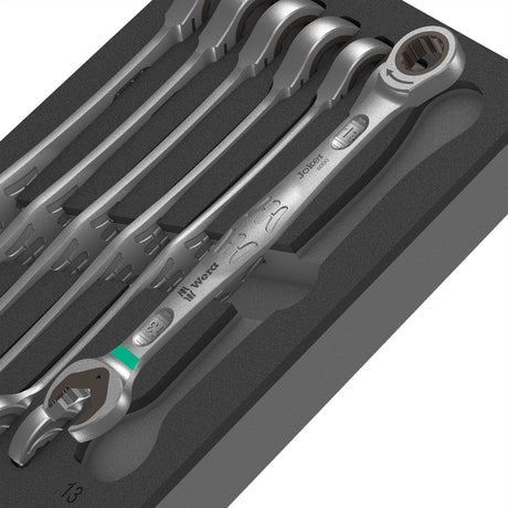 Wera llave de boca ajustable 6000 juego comodín 1 juego de herramientas (gris negro, juego de llaves de trinquete combinadas, en inserto de gomaespuma para carro de taller)