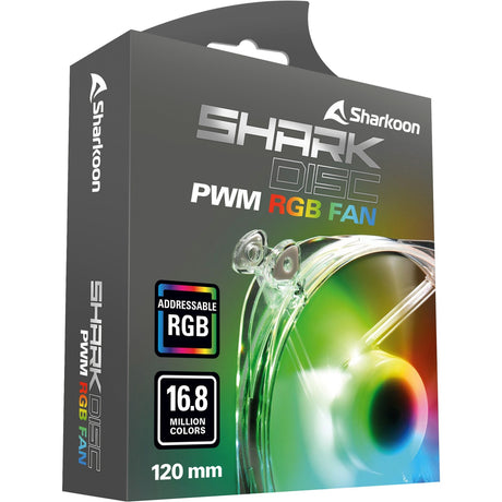 Ventilador de caja Sharkoon Shark Disc pwm rgb (transparente, 120 x 120 x 25 mm)