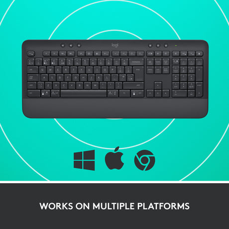Teclado cómodo inalámbrico Logitech Signature k650 (grafito, diseño internacional de EE. UU. (qwerty), 100%)