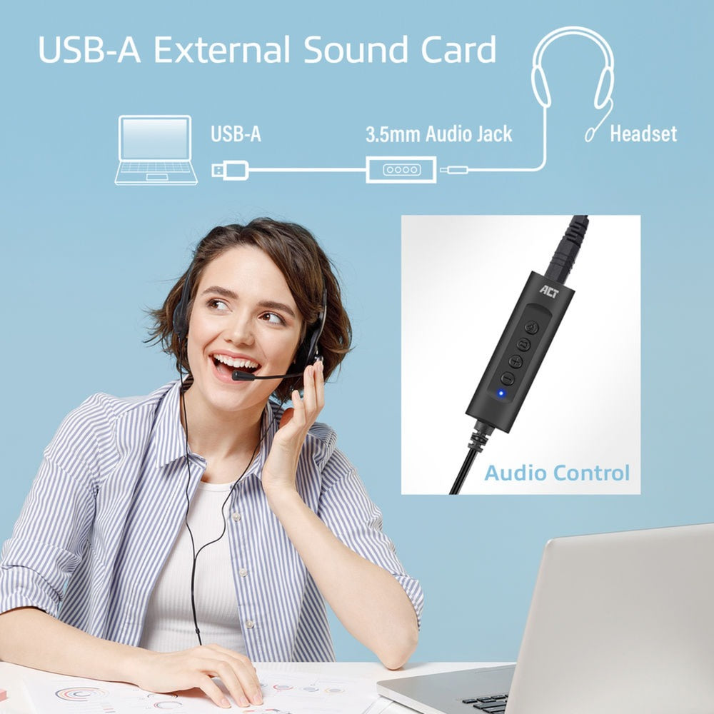 Conectividad Act Tarjeta de sonido externa USB-A (negra)