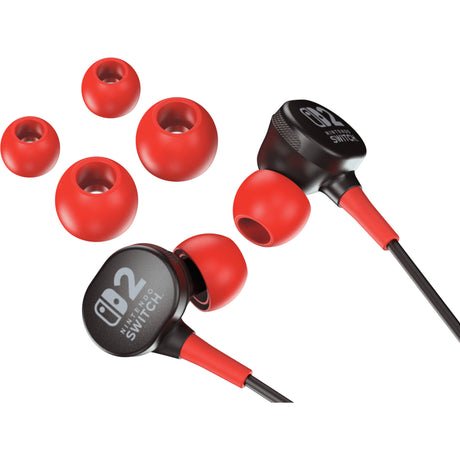 Auriculares con cable Powera para Nintendo Switch 2 internos (negro rojo, Nintendo Switch 2, Nintendo Switch, Nintendo Switch - modelo OLED, Nintendo Switch Lite)