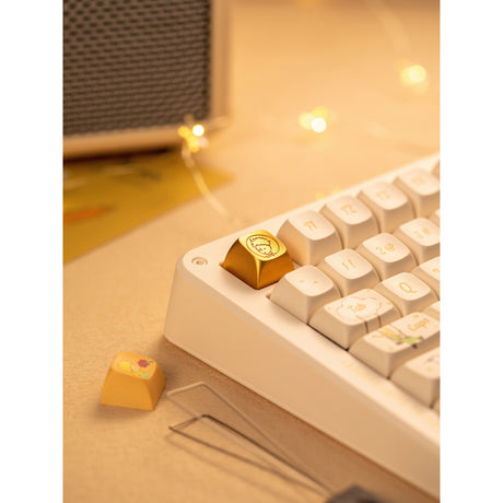 Teclado mecánico inalámbrico Iqunix zx75 sunset ponder (amarillo claro, diseño estadounidense (qwerty), rojo gateron, 75%, leds rgb, intercambiable en caliente, pbt de doble disparo, 2,4 ghz | bluetooth 5.1 | usb-c)