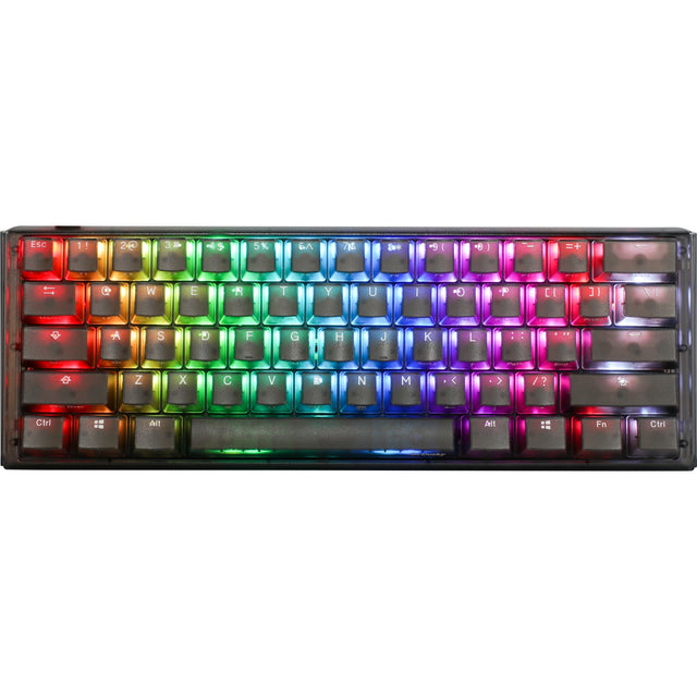 Teclado mecánico Ducky one 3 mini aura rgb (negro, diseño estadounidense (qwerty), marrón cereza mx, 60%, doble disparo abs, intercambio en caliente)