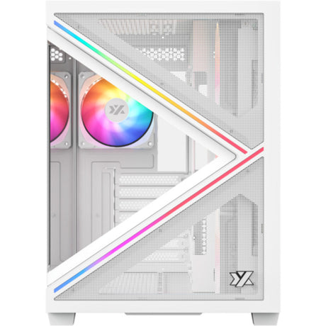 Carcasa Xyz PC Gear Qubex Midi Tower (blanca | 2x USB-A | 1x USB-C | Vidrio templado)