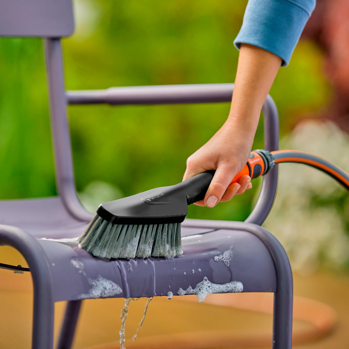 Gardena cleansystem set de limpieza con cepillo de mano, cepillo de lavado suave con varillas de jabón (gris, 18860-20)