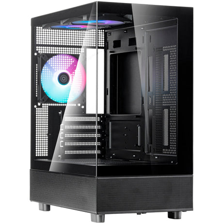 Carcasa mini torre Silverstone lucid 04 (negra | 2x USB-A | 1x USB-C | RGB | vidrio templado)