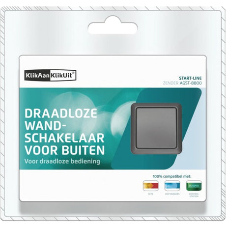 Interruptor de superficie inalámbrico click-on-click-off para uso en exteriores - agst-8800 nl
