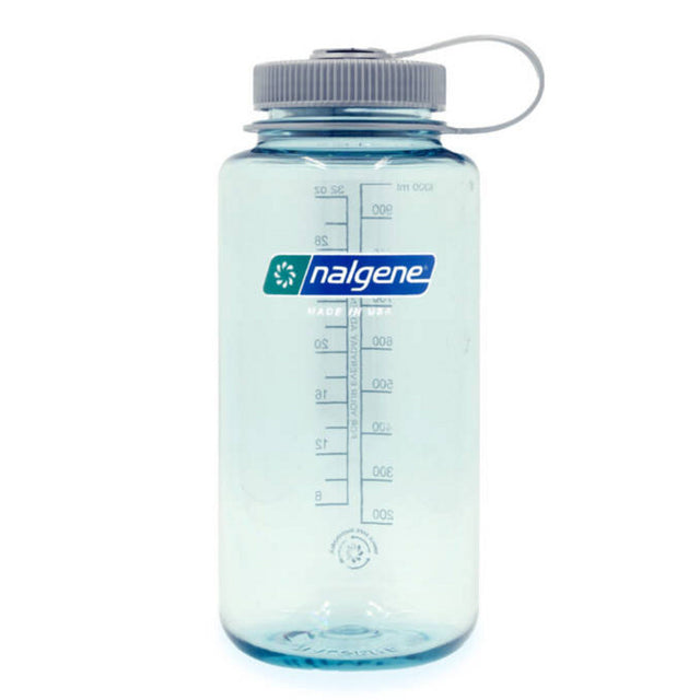 Botella de agua de boca ancha Nalgene, botella de 1 litro (azul claro)