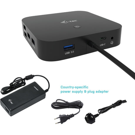 Estación de acoplamiento I-tec USB-C HDMI DP con suministro de energía 100 W (negro)
