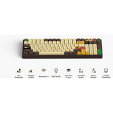 Teclado mecánico inalámbrico Iqunix f97 happy ape (marrón, diseño estadounidense (qwerty), rojo cereza mx, 96%, leds rgb, intercambiable en caliente, pbt, 2,4 ghz | bluetooth 5.1 | usb-c)