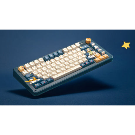 Teclado mecánico inalámbrico iqunix zx75 sky encuentro (azul, diseño estadounidense (qwerty), principito iqunix, 75%, leds rgb, intercambiable en caliente, pbt de doble disparo, 2,4 ghz | bluetooth 5.1 | usb-c)