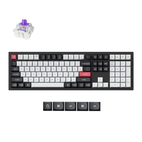 Teclado mecánico Keychron Q6 HE-M1 RGB (negro, diseño de EE. UU. (QWERTY), nebulosa magnética de doble riel Gateron, 100%, RGB, teclas PBT de doble disparo de perfil osa, intercambio en caliente, USB-C 2,4 GHz Bluetooth 5.2, perilla)