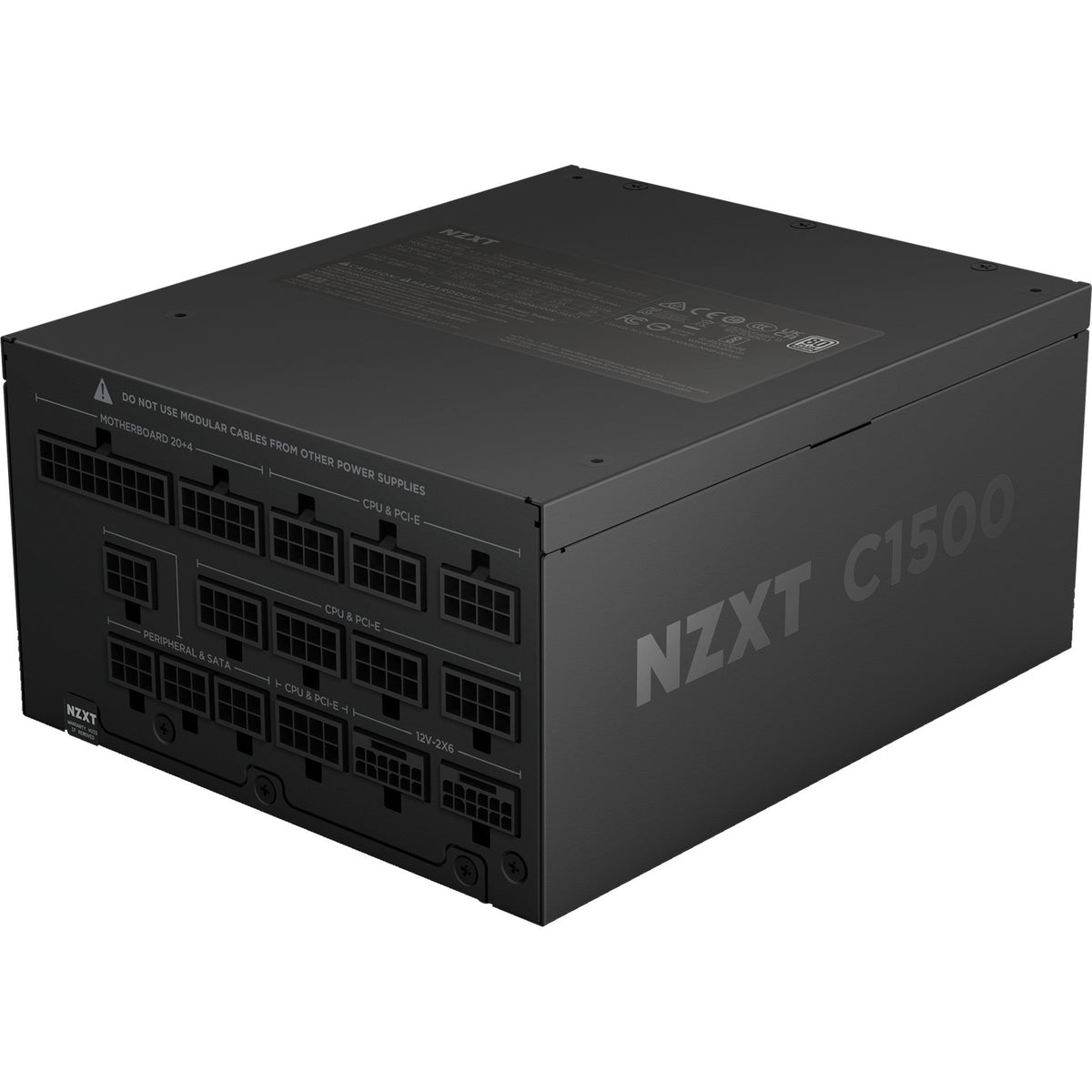 Fuente de alimentación modular nzxt c1500 platinum de 1500 vatios (negro, 2x 12v-2x6, 6x pcie)