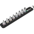 Wera Belt B 2 Juego de vasos con punta hexagonal Zyklop, 3 8, llave de tubo de 8 piezas (negro plateado, con función de sujeción)