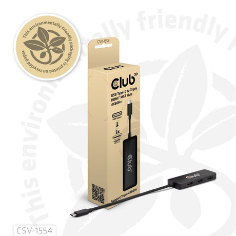 Adaptador Club 3D USB-C a Triple HDMI MST Hub 4K60Hz (negro)