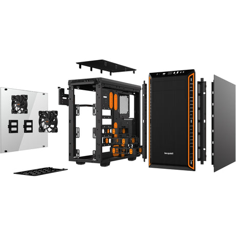 ¡Tranquilizarse! carcasa de torre midi con ventana pure base 600 (negro naranja | 2x USB-A | vidrio templado)