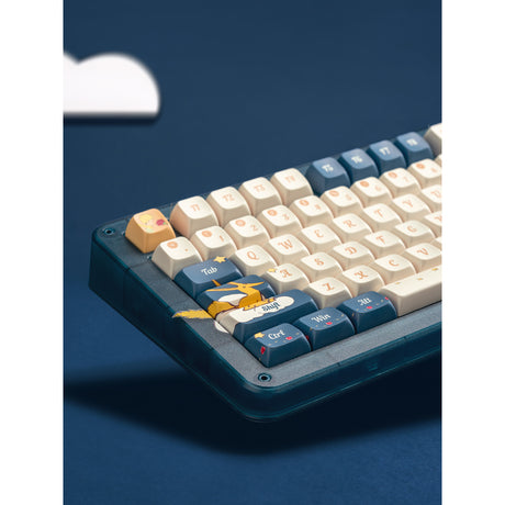Teclado mecánico inalámbrico iqunix zx75 sky encuentro (azul, diseño estadounidense (qwerty), principito iqunix, 75%, leds rgb, intercambiable en caliente, pbt de doble disparo, 2,4 ghz | bluetooth 5.1 | usb-c)