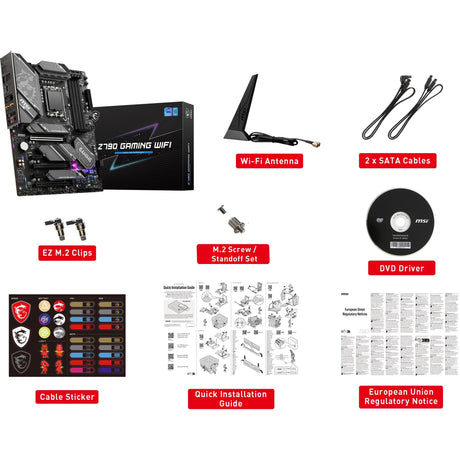 Placa base MSI Z790 Gaming Plus Wi-Fi Socket 1700 (gris negro, RAID, 2,5 GB-LAN, Wi-Fi 6e, BT, Sonido, ATX)