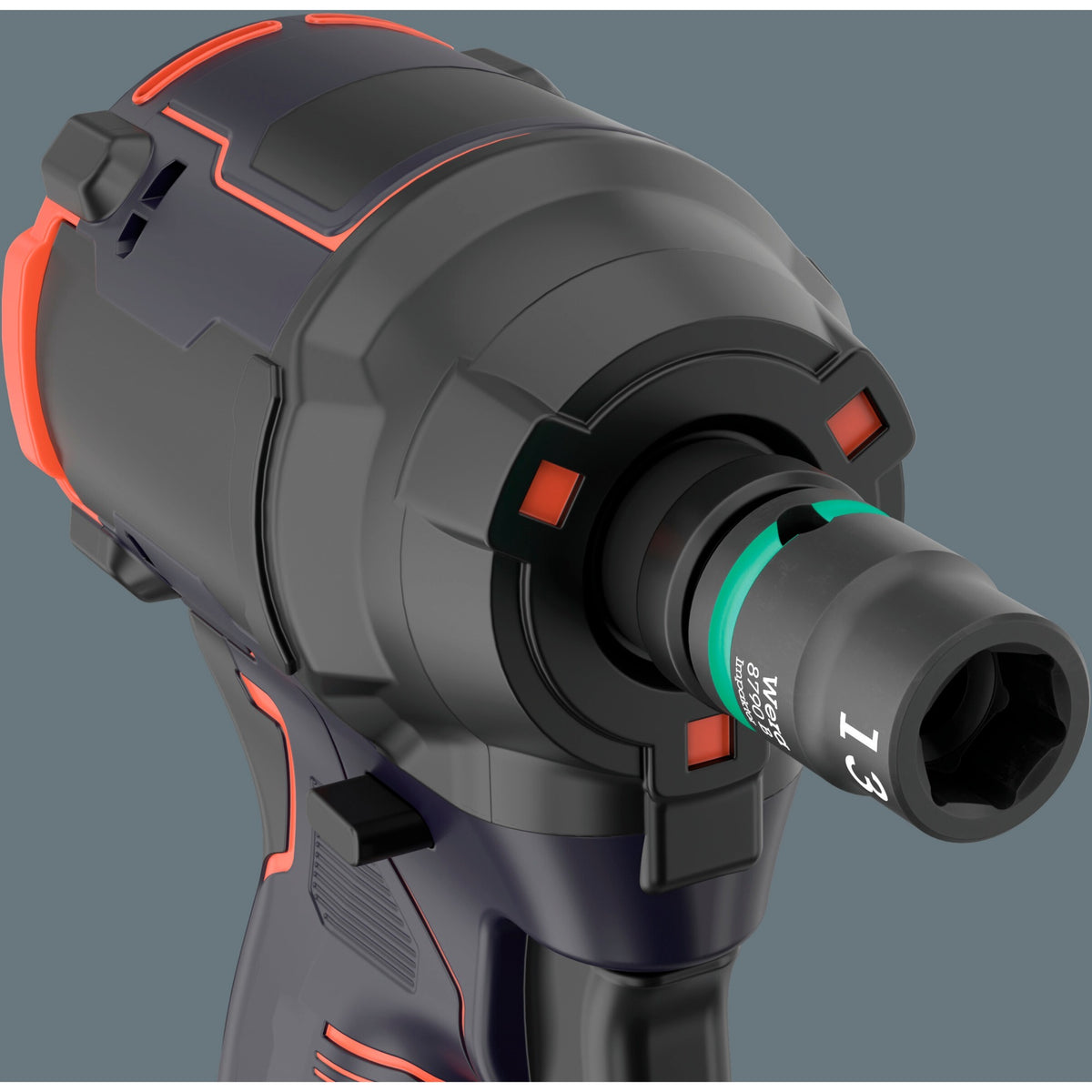 Wera 9608 tapa con banda magnética b impactador imperial 1 llave de vaso (negro verde, 9 piezas)