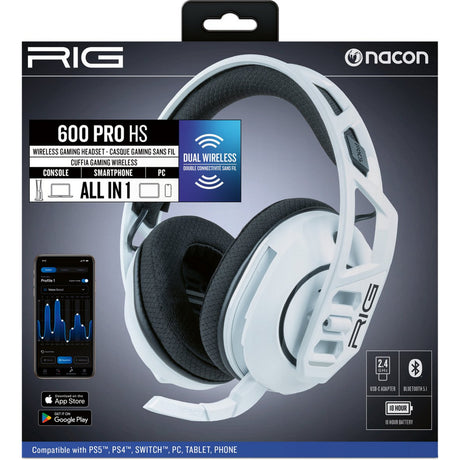 Nacon rig 600 pro HS auriculares supraaurales para juegos (blanco, Playstation 5, Playstation 4, Windows, Nintendo Switch, Android, iOS)