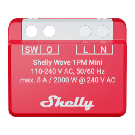 Shelly wave 1pm mini lr (ue) relé (rojo, z-wave)