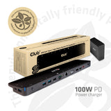 Club 3D USB-C 3.2 Gen1 Base de carga dinámica PD de triple pantalla Estación de acoplamiento de 100 W (negro)