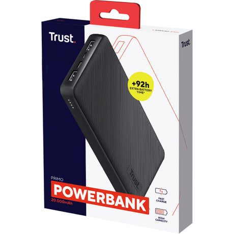 Trust primo batería externa ecológica de 20 000 mah (negro)