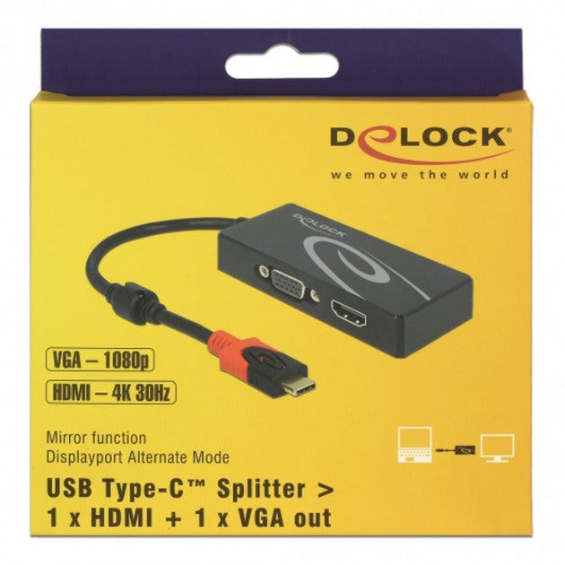 Delock Adaptador USB-C > HDMI VGA (negro, 0,2 metros)