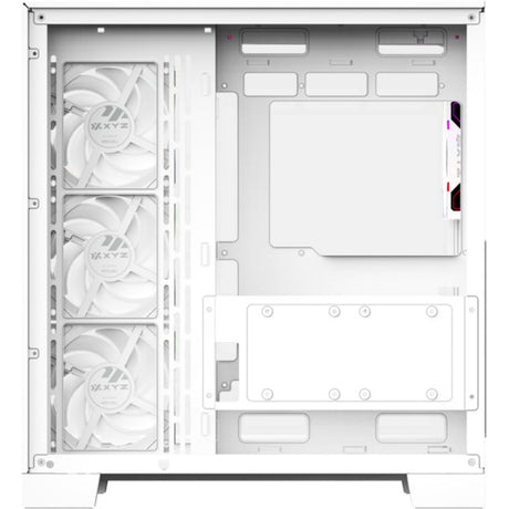 Carcasa de torre midi Xyz PC Gear Tesseract A-RGB (blanco | 2x USB-A | 1x USB-C | RGB | Vidrio templado)