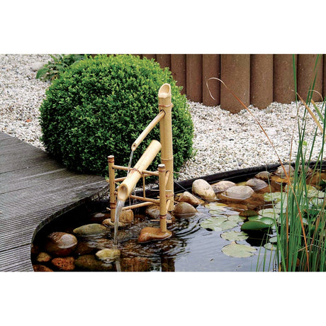 Ubbink acquaarte - fuente de agua con vaso de agua de bambú (marrón)