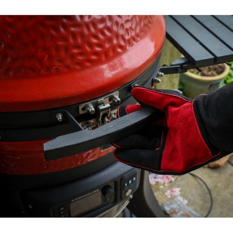 Guante de guantes de cuero Kamado Joe (negro rojo)