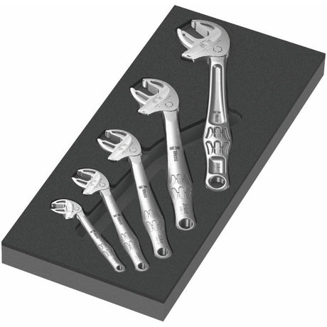 Wera llave de boca autoajustable 6004 juego comodín 1 juego de herramientas (gris negro, juego de llaves de boca autoajustables, en inserto de gomaespuma para carro de taller)