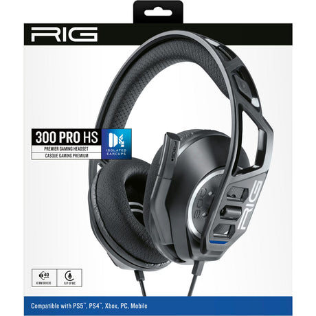Auriculares supraaurales para juegos nacon rig 300 pro hs (negro, playstation 4, playstation 5, xbox, nintendo switch, pc)