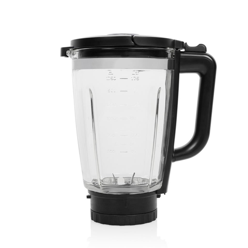 Princess 212094 batidora solid pro (acero inoxidable negro, 1,75 litros | bloque de cuchillos de acero inoxidable 6 cuchillos | función de limpieza automática | piezas aptas para lavavajillas)