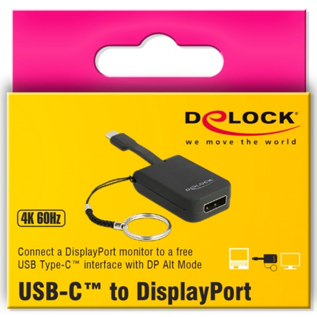 Delock USB-C > llavero adaptador displayport (negro, 4k 60hz)