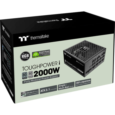 Fuente de alimentación modular Thermaltake Toughpower i de 2000 vatios (negro, 4x 12v-2x6, 8x pcie)