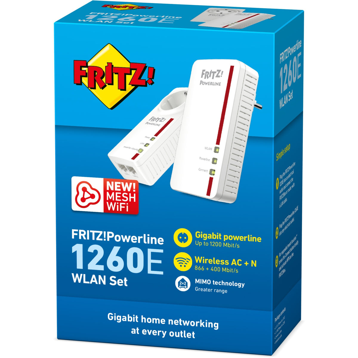 ¡Fritz! powerline 1260e conjunto wlan powerline internacional + wlan (blanco, wi-fi de malla)