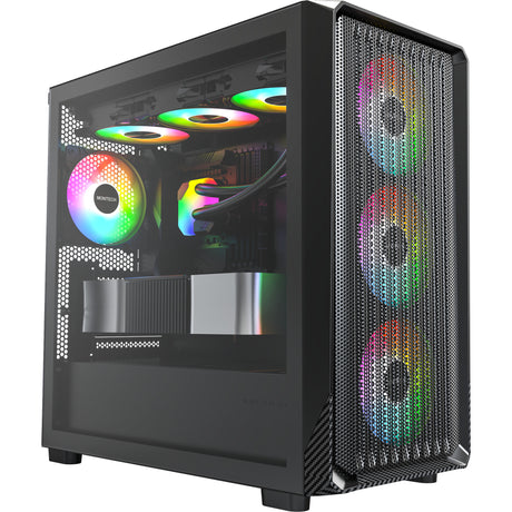 Carcasa torre midi Montech x5m (negro | 2x USB-A | 1x USB-C | RGB | vidrio templado)