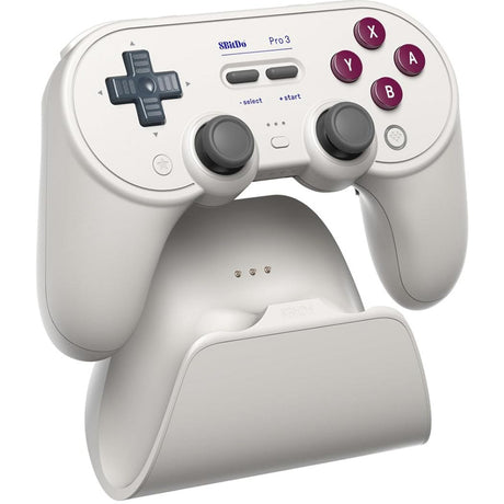 gamepad bluetooth 8bitdo pro 3 (gris claro rojo, switch 1 2, pc, android, usb bluetooth 2.4 ghz)