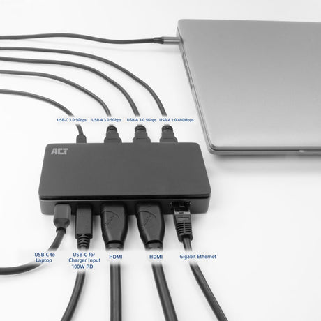 Conectividad Act Estación de acoplamiento USB-C 4K MST (negro gris)