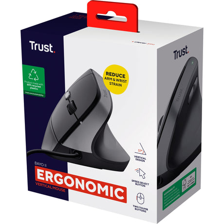 Trust bayo ii ratón ergonómico con cable (negro, 800 dpi - 2400 dpi)